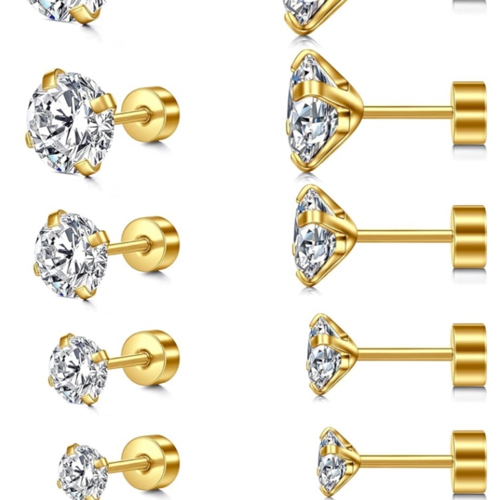 Elegant Gold and Silver Stud Earrings Set